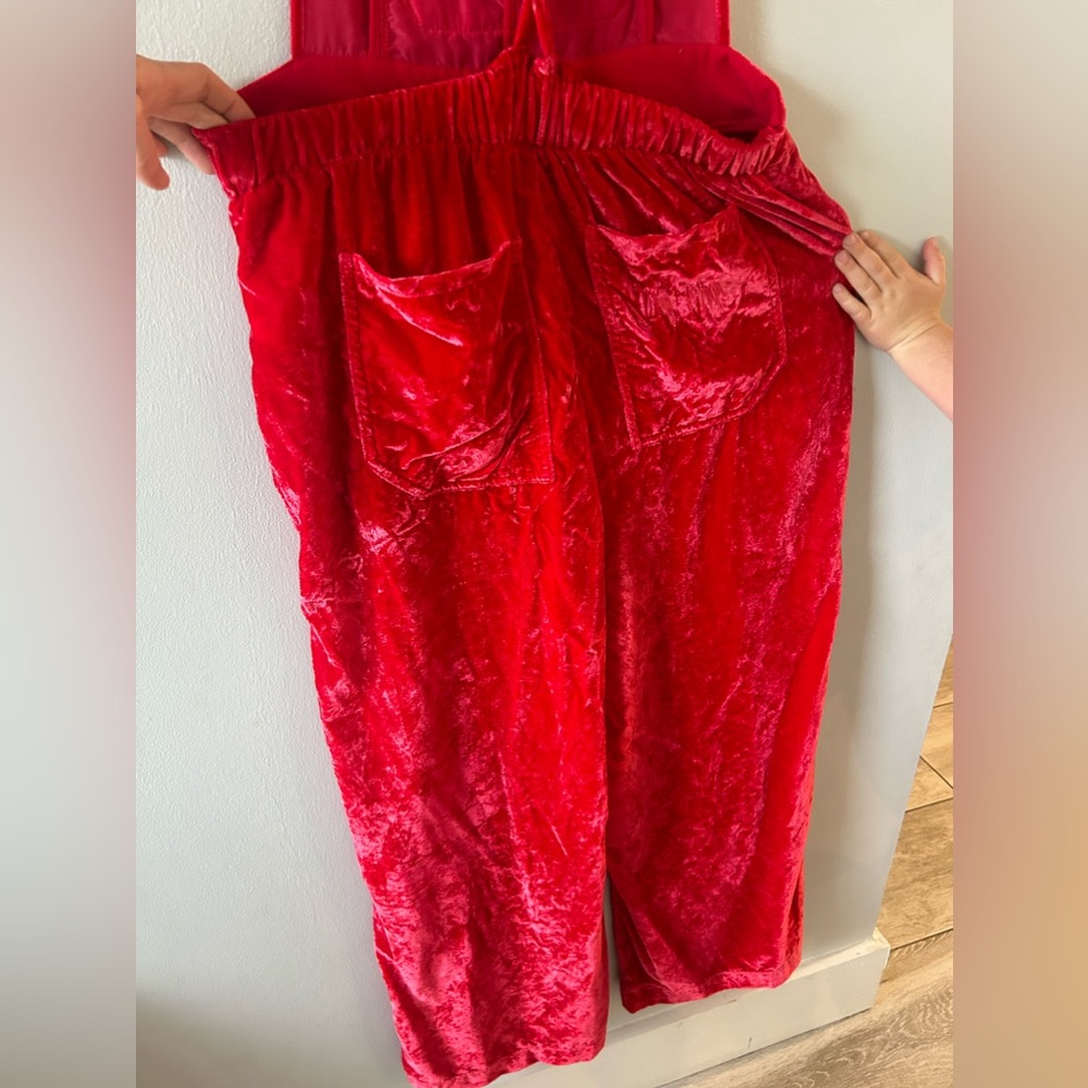 Free People Red Velvet Jumpsuit, size small - Picture 10 of 14